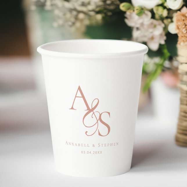 Elegant, Classic, Monogram, Wedding Paper Cups (Elegant, Classic, Monogram, Wedding Paper Cups with your name and date. )