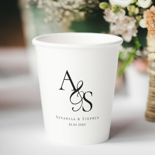Elegant, Classic, Monogram, Wedding Paper Cups