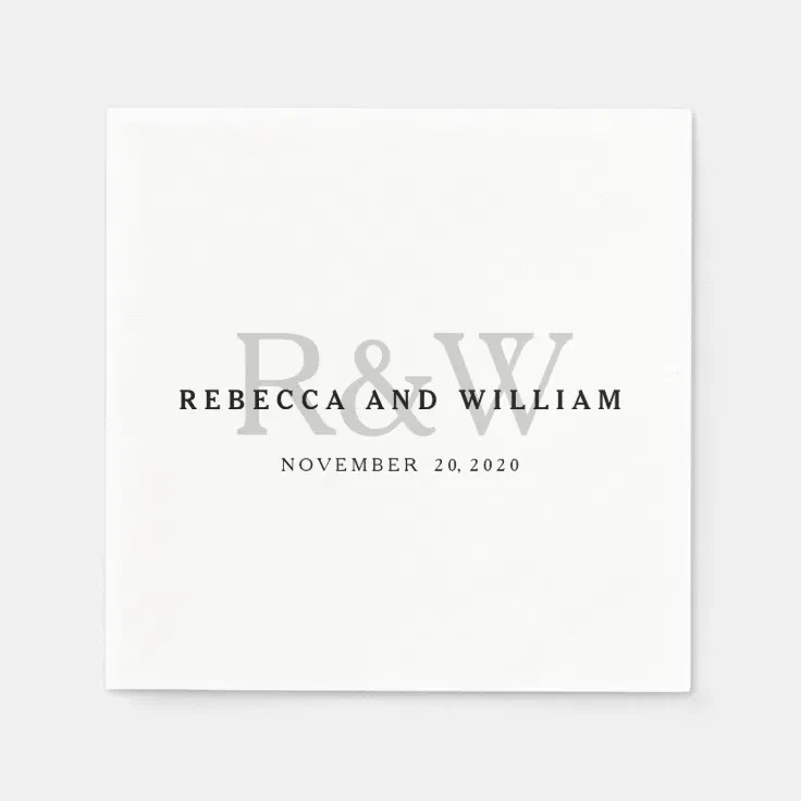 Elegant Classic Monogram Wedding Paper Napkins Zazzle