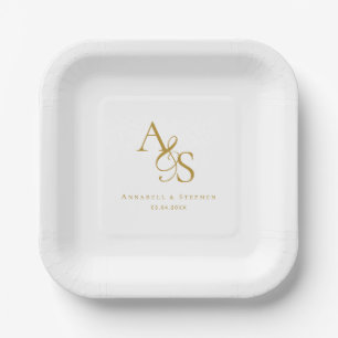 Elegant, Classic, Monogram, Wedding Paper Plates