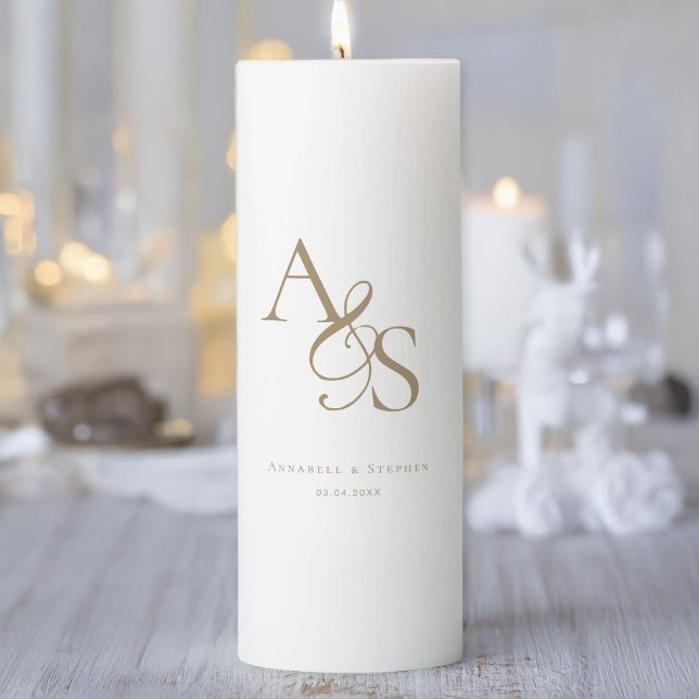 Elegant, Classic, Monogram, Wedding Pillar Candle (Elegant, Classic, Monogram, Wedding Pillar Candle with your name and date.)