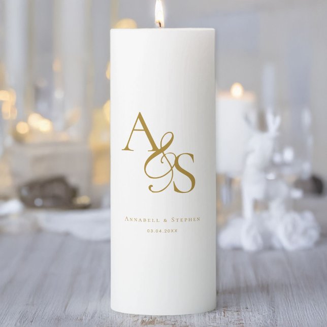 Elegant, Classic, Monogram, Wedding Pillar Candle (Elegant, Classic, Monogram, Wedding Pillar Candle with your name and date.)