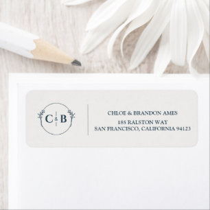 Elegant Classic Monogram Wedding Return Address Label
