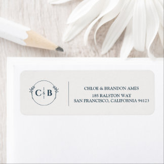 Elegant Classic Monogram Wedding Return Address Label