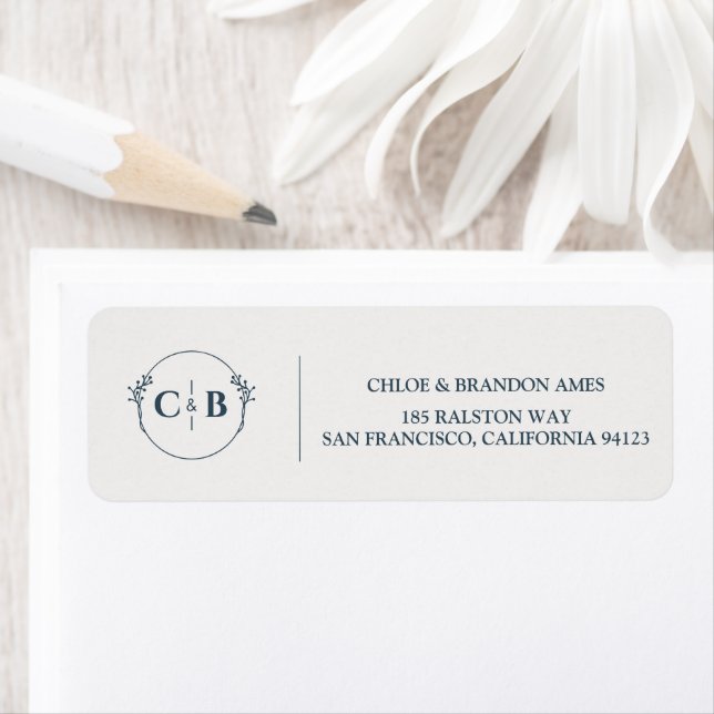 Elegant Classic Monogram Wedding Return Address  Label (Insitu)