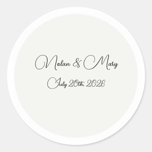 Elegant Classic Monogram Wedding Round Sticker