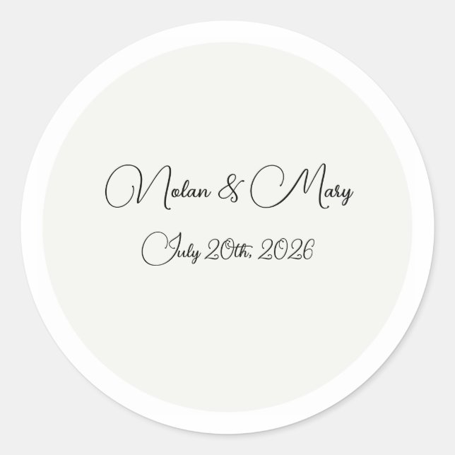 Elegant Classic Monogram Wedding Round Sticker (Front)