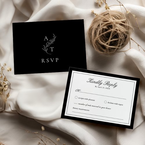 Elegant  Classic Monogram Wedding RSVP Card