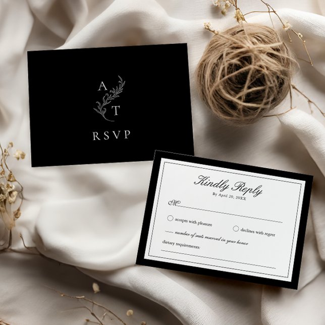 Elegant | Classic Monogram Wedding RSVP Card (Creator Uploaded)