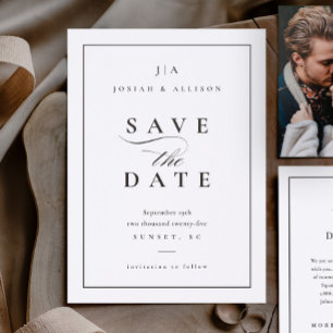 Elegant Classic Monogram Wedding Save the Date Letterpress Invitation
