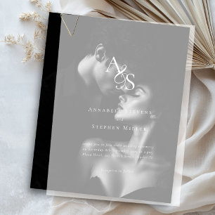 Elegant, Classic, Monogram, Wedding Vellum Invitations