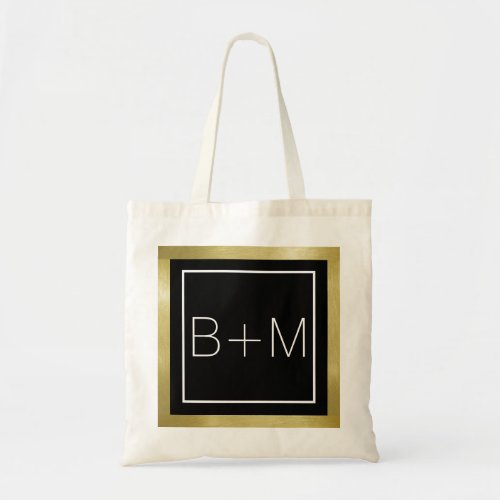 elegant classic monogram weddings tote bag