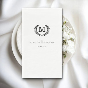 Elegant, Classic, Monogram, White, Wedding Paper Guest Towels