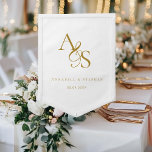 Elegant, Classic, Monogram, White, Wedding Pennant<br><div class="desc">Elegant,  Classic,  Monogram,  White,  Wedding Pennant with your names & date.</div>