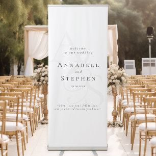 Elegant, Classic, Monogram, White, Wedding Retractable Banner