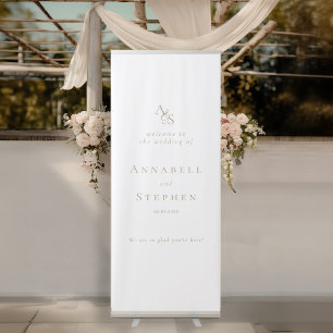 Elegant, Classic, Monogram, White, Wedding Retractable Banner