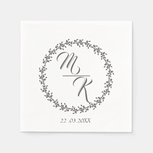 Elegant classic monogram wreath napkins