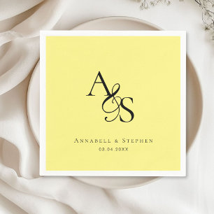 Elegant, Classic, Monogram, Yellow, Wedding Napkins