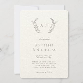 Elegant classic monogrammed formal wedding invitation | Zazzle