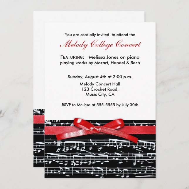 Elegant classic music concert recital invitation