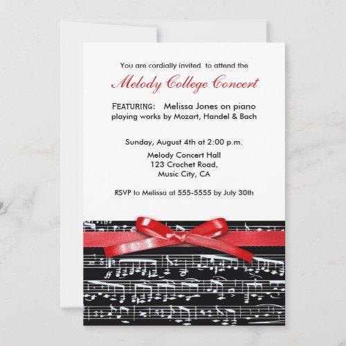 Elegant classic music concert recital invitation