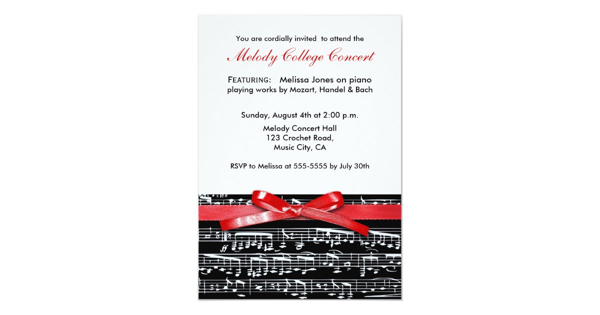 Elegant classic music concert recital invitation | Zazzle.com