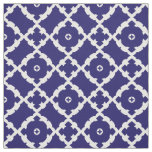 Elegant Classic Navy Blue and White Mosaic Pattern Fabric