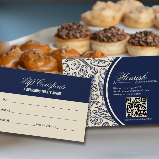 Elegant Classic Navy Blue Cake Bakery Gift Card (Creator Uploaded)