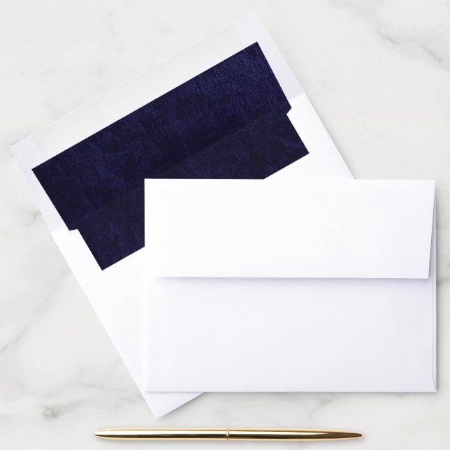 Elegant Classic Navy Blue Wedding Save Date Envelope Liner (Desk)