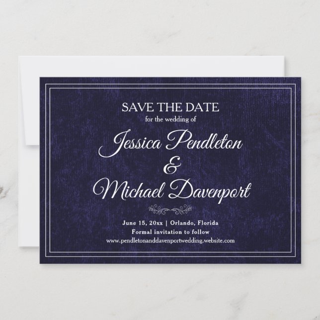 Elegant Classic Navy Blue Wedding Save Date Save The Date (Front)