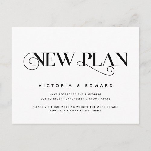 Elegant Classic New plan Postponement Postcard