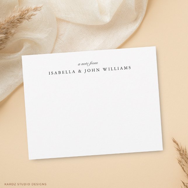 Elegant Classic Newlywed Couple Note Card (Card shown in 4.25 x 5.5 inches. Choose size, paper, and corner style.)