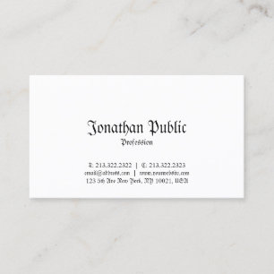 Elegant Classic Nostalgic Look Plain Professional Business Card
