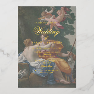 Elegant Classic Old painting Wedding Foil Invitation