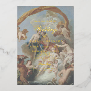 Elegant Classic Old painting Wedding Foil Invitation