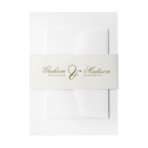 Elegant Classic Olive Green Wedding Invitation Belly Band