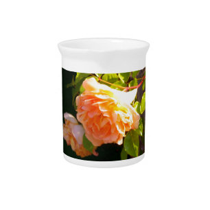Elegant classic orange peach roses floral pitcher