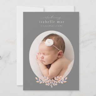 Elegant Classic Oval Photo Birth Announcement