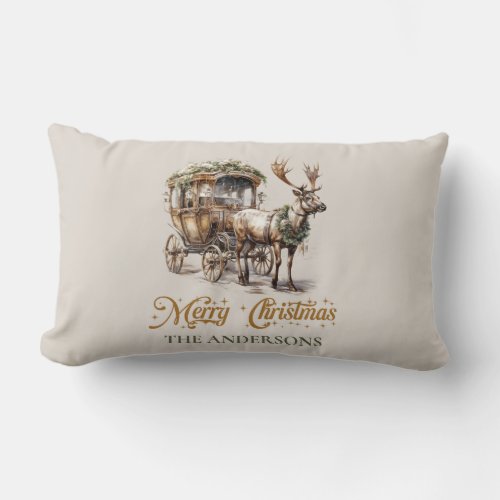Elegant classic pastel green and gold Reindeer Lumbar Pillow