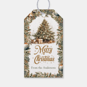 Elegant classic pastel green gold Christmas tree Gift Tags