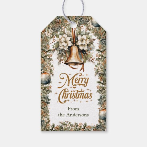 Elegant classic pastel green gold Christmas tree Gift Tags