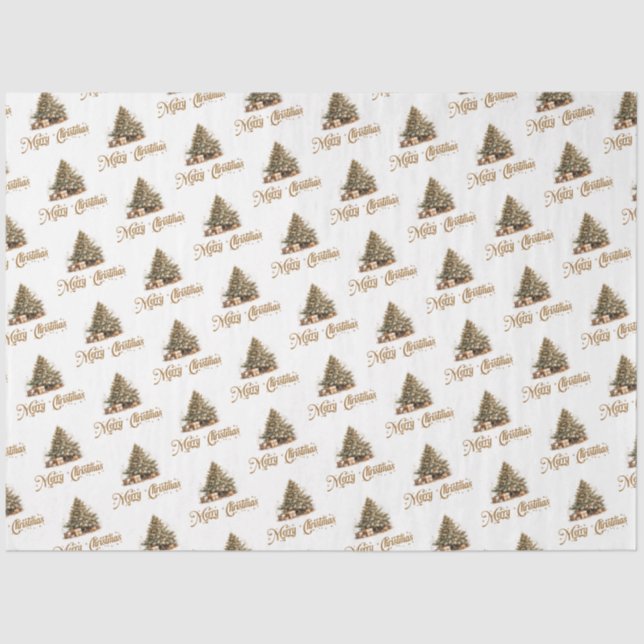 Elegant classic pastel green gold Christmas tree Tissue Paper (Front)
