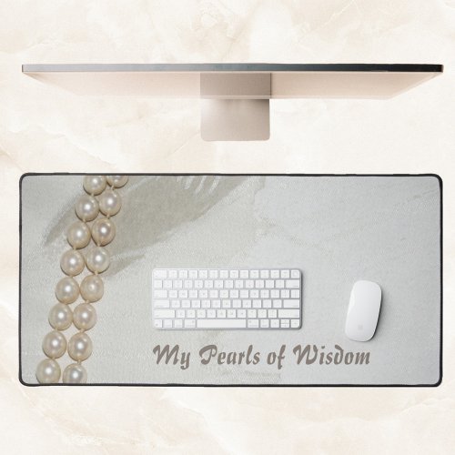 Elegant Classic Pearls of Wisdom Stylish Cream Desk Mat