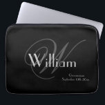 Elegant Classic Personalized Name Monogram Black  Laptop Sleeve<br><div class="desc">Thank You Groomsman Gift. Elegant Classic Personalized Name Monogram Black laptop sleeve. Click personalize this template to customize it with your Groomsman monogram last name initial, name and the date quickly and easily. Elegant Classic Personalized Name Monogram Black laptop sleeve, is part of the Groomsman Gifts Collection in this store....</div>