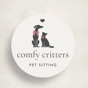 Elegant Classic Pet Sitter Logo with Custom Text Round Sticker