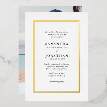 Elegant Classic Photo Gold Foil Border Wedding