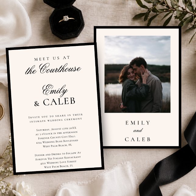 Elegant Classic Photo Intimate Courthouse Wedding  Invitation (Creator Uploaded)