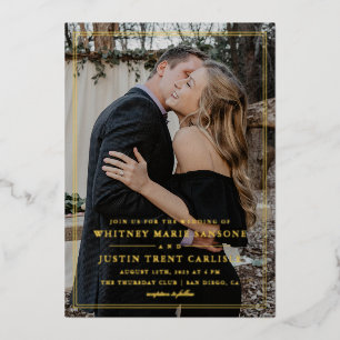 Elegant Classic Photo Wedding Gold Foil Invitation