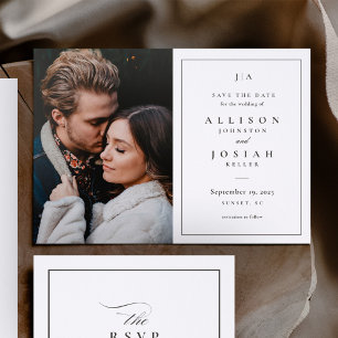 Elegant Classic Photo Wedding Save the Date Letterpress Photo Cards