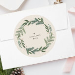 Elegant Classic Pine Wreath Christmas Holiday Classic Round Sticker<br><div class="desc">***this design is part of a christmas holiday collection*** Step into a world of timeless holiday elegance with my “Elegant Wreath" collection. Embrace the magic of the season with my meticulously crafted Classic Pine Wreath creations that evoke a sense of tradition and sophistication. From exquisite monogram initial wreath Christmas holiday...</div>